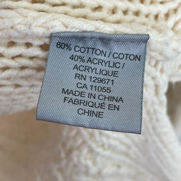 360 Sweater Womens Large Ivory Cable Knit Cotton Blend Sweater Long Sleeve - Picture 10 of 11